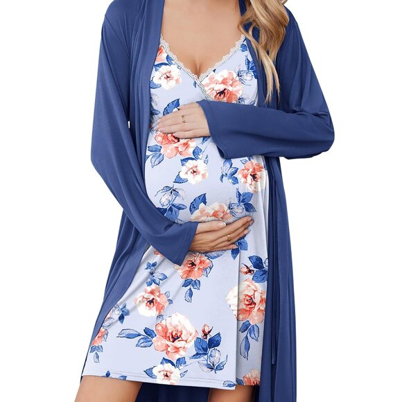 Ekouaer Nursing Nightgown Maternity Robe Set Large - Picture 1 of 5